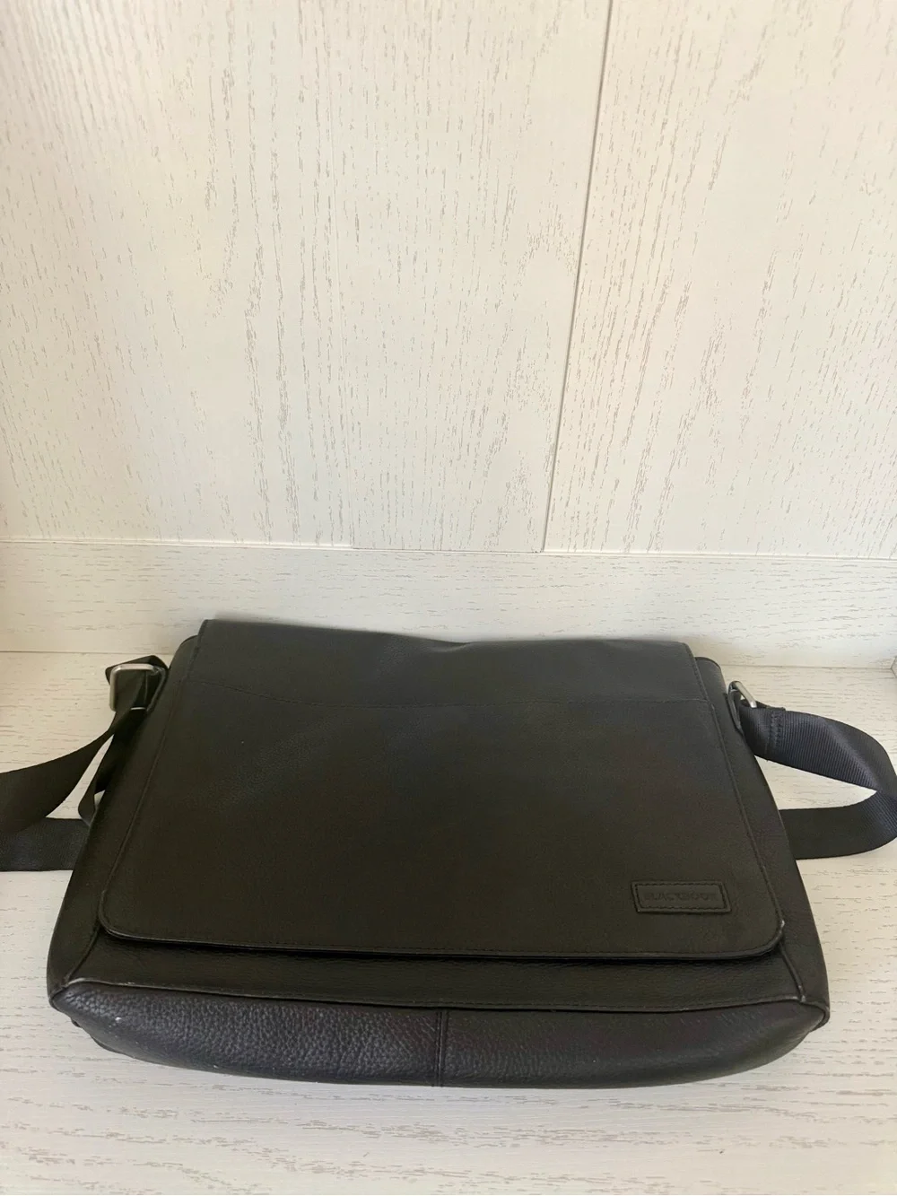 Black Leather Messenger Bag by blackbook adjustable strap lined